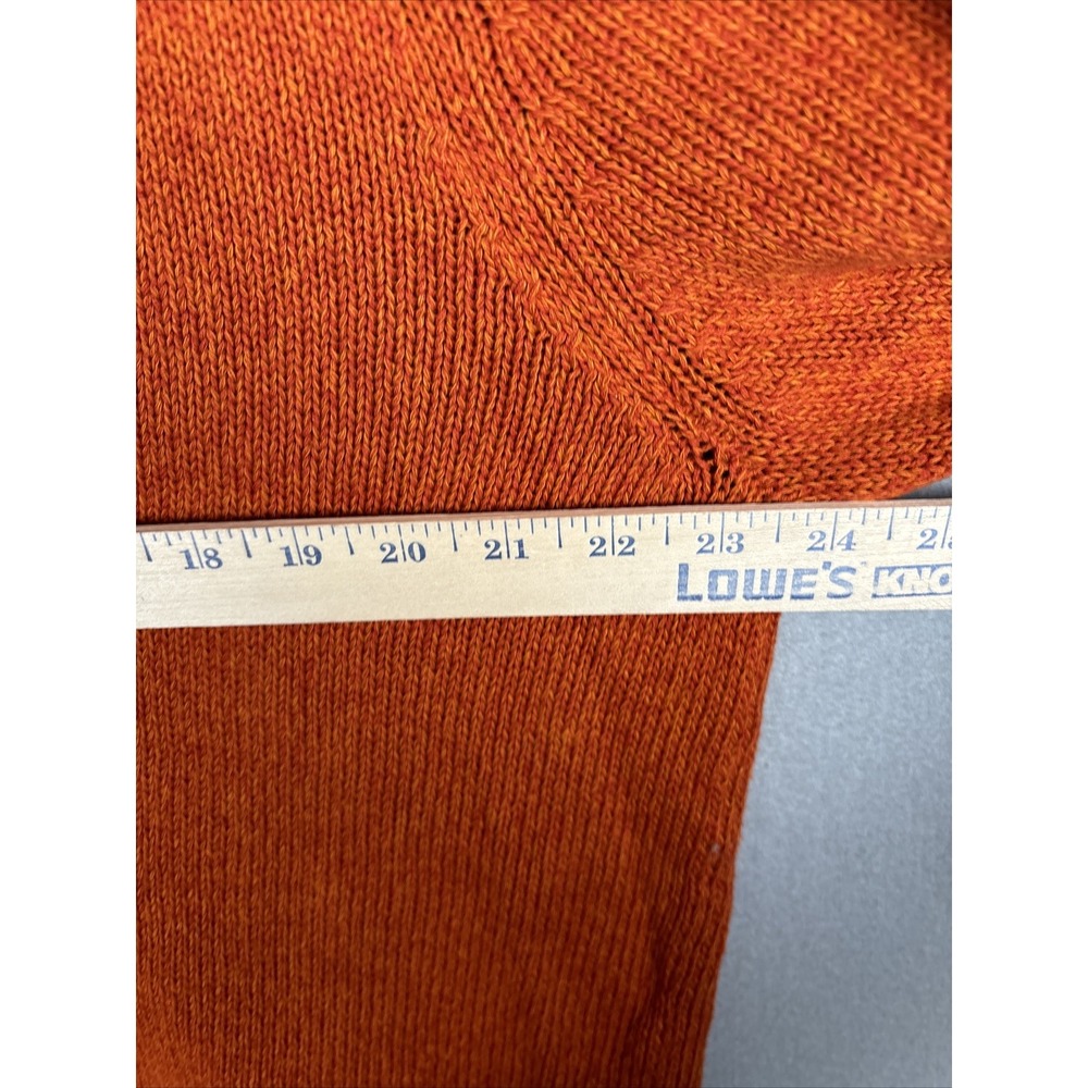 Chaps Men's Sweater Large Orange Mock Neck Henley Elbow Patches Suede Trim 2982 - Picture 9 of 13
